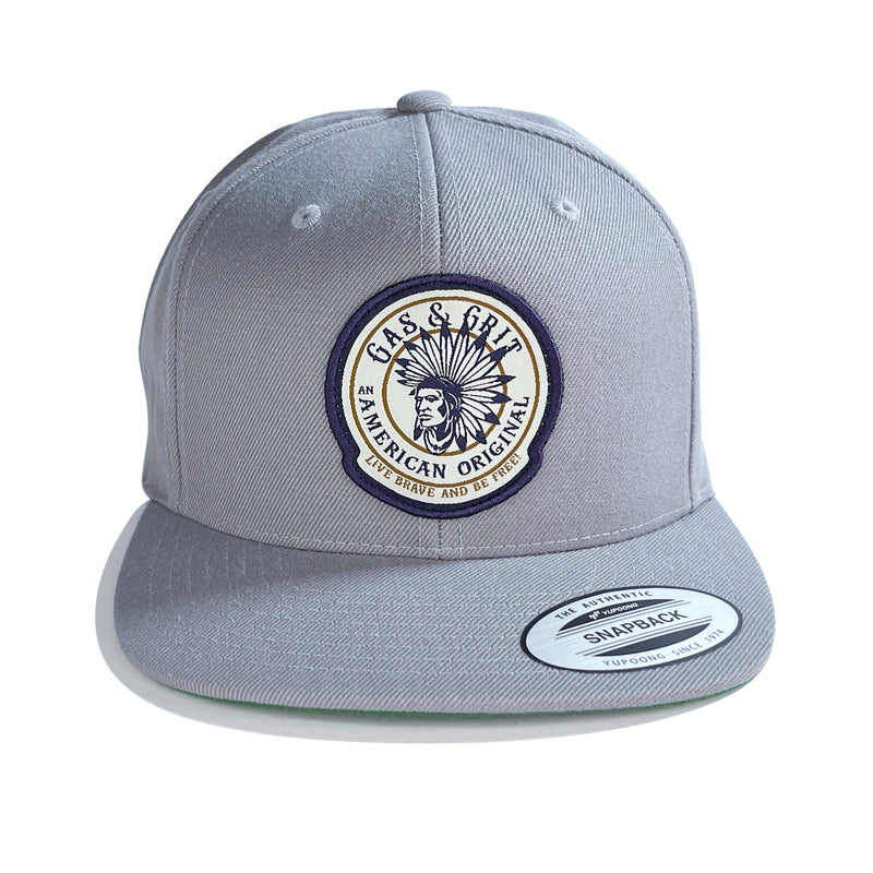 Silver Flat Bill Hats | Patch Silver Hat | Gas and Grit